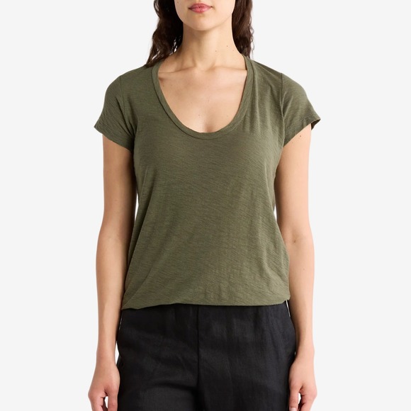 James Perse Casual T-Shirt Size XL Dark Green Slub Minimalist Layering Earthy - Picture 3 of 5